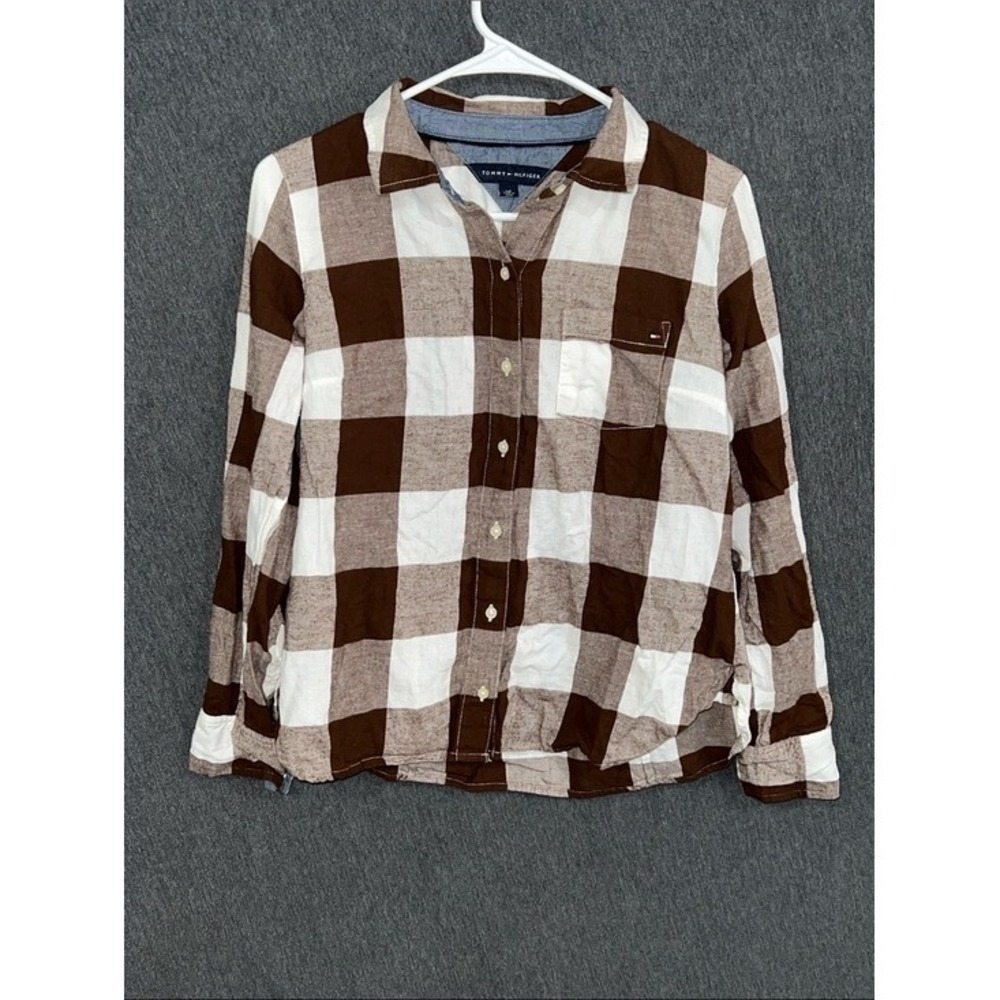 Tommy Hilfiger Brown & White Buffalo Check Casual Button-Down Shirt